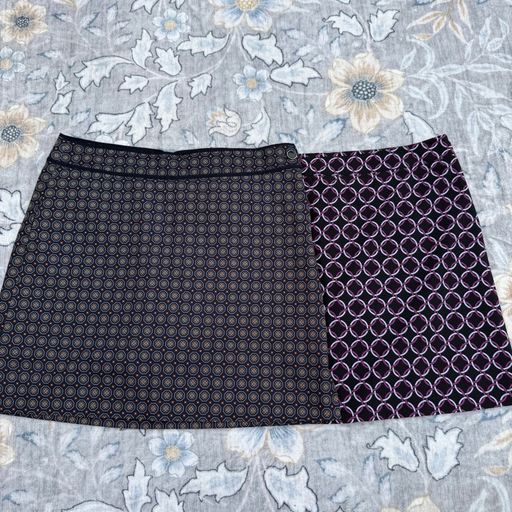 Greg Norman EP PRO Golf Skort Size 8 Navy Geometric Mini Skirt Shorts Excellent!
